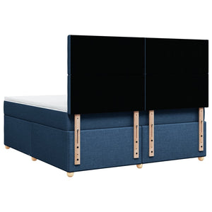 Κρεβάτι Boxspring με Στρώμα Μπλε 180x200 εκ. Υφασμάτινο
