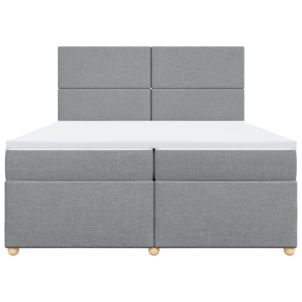 Κρεβάτι Boxspring με Στρώμα Ανοιχτό Γκρι 200x200 εκ. Υφασμάτινο - Pakobazaar