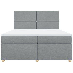 Κρεβάτι Boxspring με Στρώμα Ανοιχτό Γκρι 200x200 εκ. Υφασμάτινο - Pakobazaar