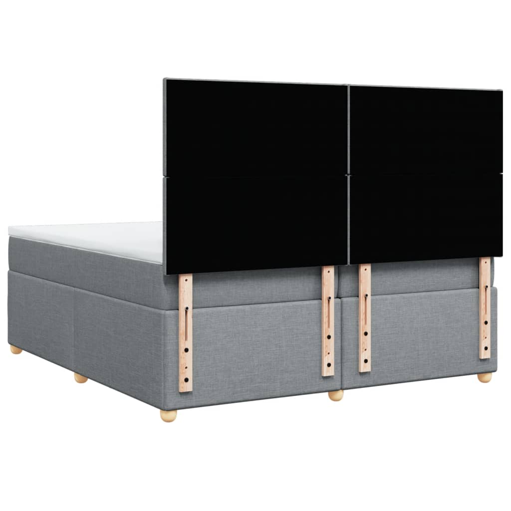 Κρεβάτι Boxspring με Στρώμα Ανοιχτό Γκρι 200x200 εκ. Υφασμάτινο - Pakobazaar