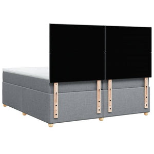 Κρεβάτι Boxspring με Στρώμα Ανοιχτό Γκρι 200x200 εκ. Υφασμάτινο - Pakobazaar