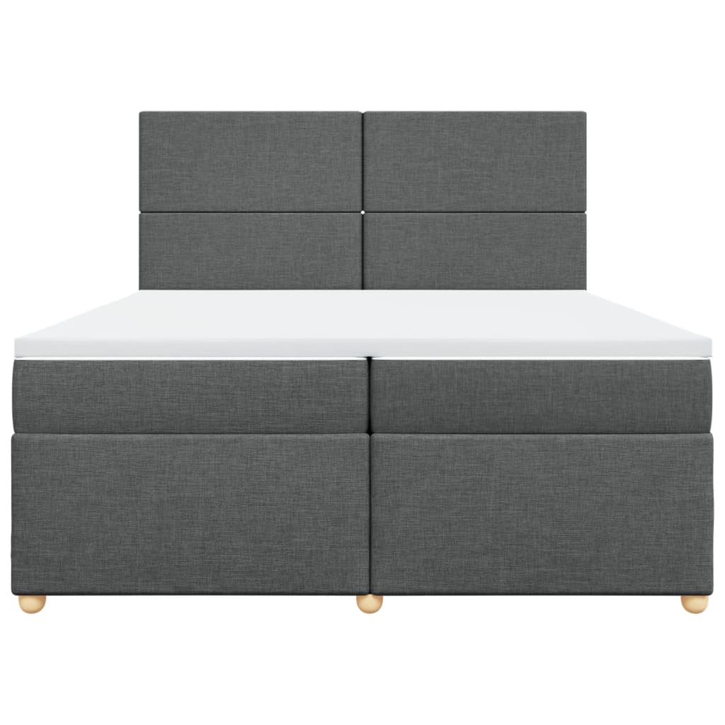 Κρεβάτι Boxspring με Στρώμα Σκούρο Γκρι 200x200 εκ. Υφασμάτινο