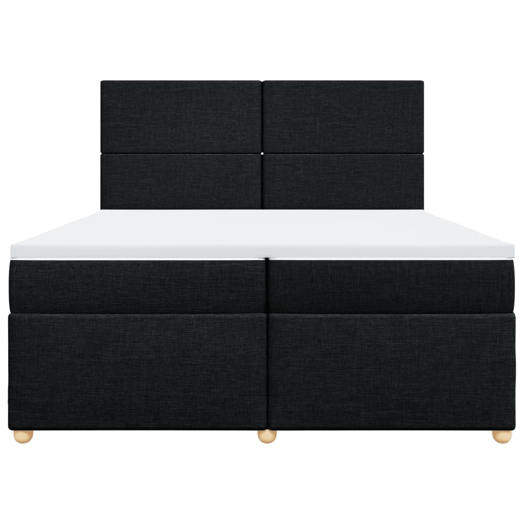 Κρεβάτι Boxspring με Στρώμα Μαύρο 200x200 εκ. Υφασμάτινο - Pakobazaar