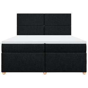 Κρεβάτι Boxspring με Στρώμα Μαύρο 200x200 εκ. Υφασμάτινο - Pakobazaar