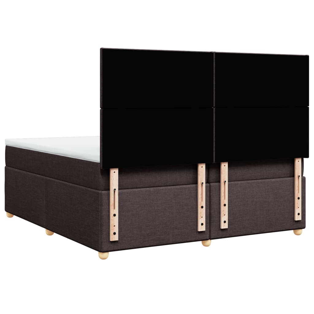 Κρεβάτι Boxspring με Στρώμα Σκούρο Καφέ 200x200 εκ. Υφασμάτινο - Pakobazaar