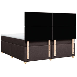 Κρεβάτι Boxspring με Στρώμα Σκούρο Καφέ 200x200 εκ. Υφασμάτινο - Pakobazaar