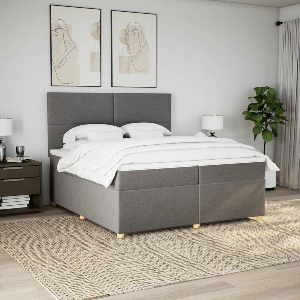 Κρεβάτι Boxspring με Στρώμα Taupe 200x200 εκ. Υφασμάτινο