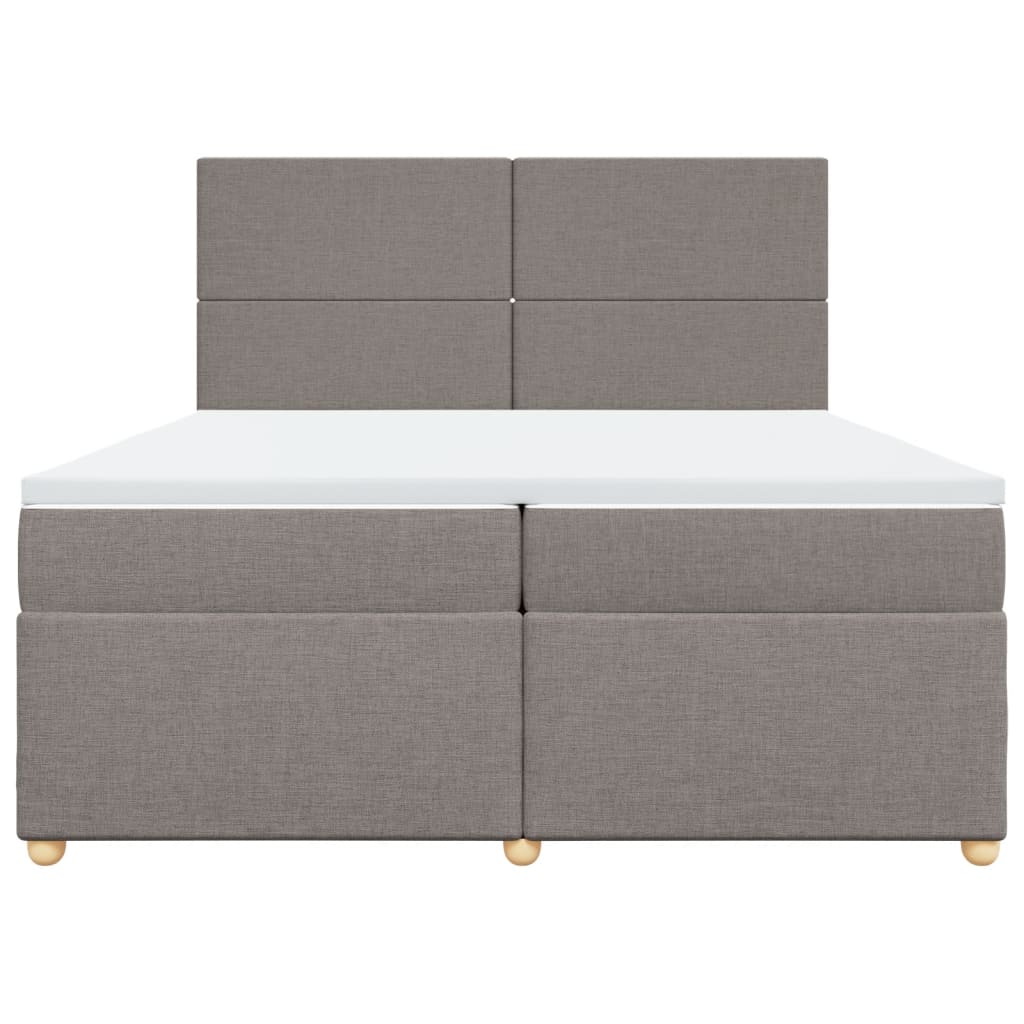 Κρεβάτι Boxspring με Στρώμα Taupe 200x200 εκ. Υφασμάτινο