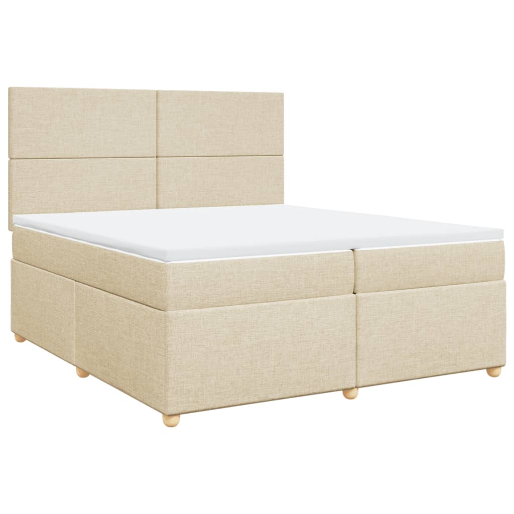 Κρεβάτι Boxspring με Στρώμα Κρεμ 200x200 εκ. Υφασμάτινο