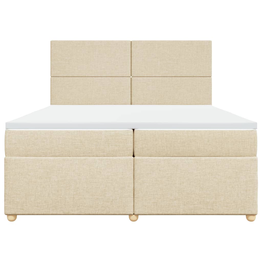 Κρεβάτι Boxspring με Στρώμα Κρεμ 200x200 εκ. Υφασμάτινο