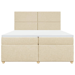 Κρεβάτι Boxspring με Στρώμα Κρεμ 200x200 εκ. Υφασμάτινο