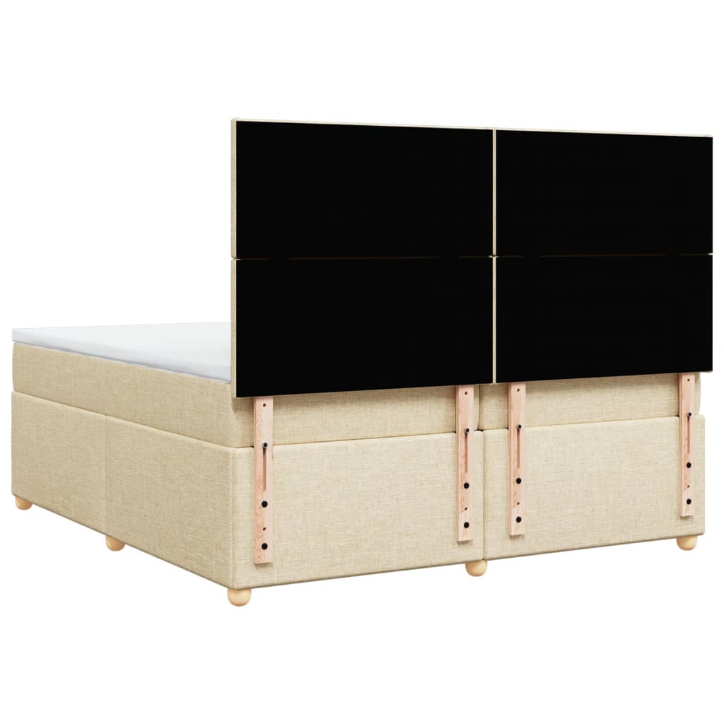 Κρεβάτι Boxspring με Στρώμα Κρεμ 200x200 εκ. Υφασμάτινο