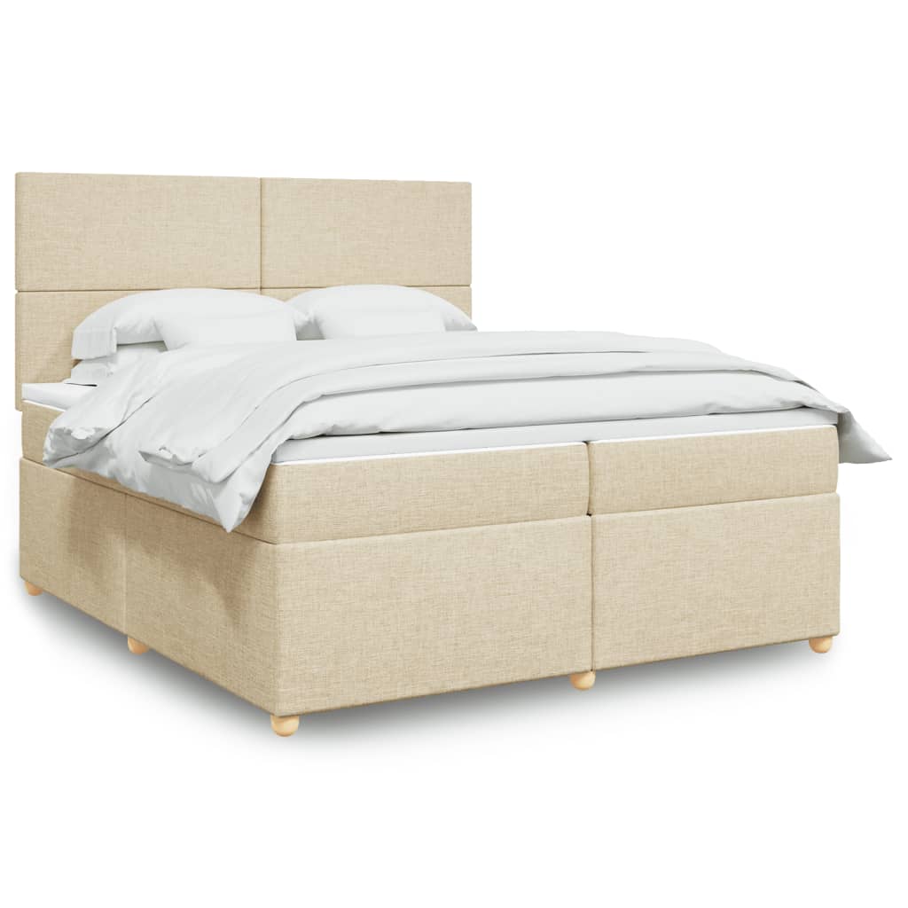 Κρεβάτι Boxspring με Στρώμα Κρεμ 200x200 εκ. Υφασμάτινο