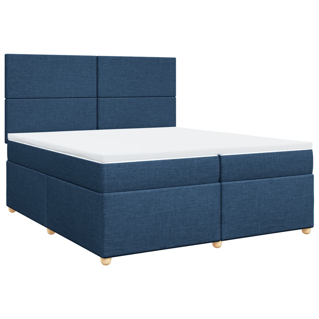 Κρεβάτι Boxspring με Στρώμα Μπλε 200x200 εκ. Υφασμάτινο - Pakobazaar