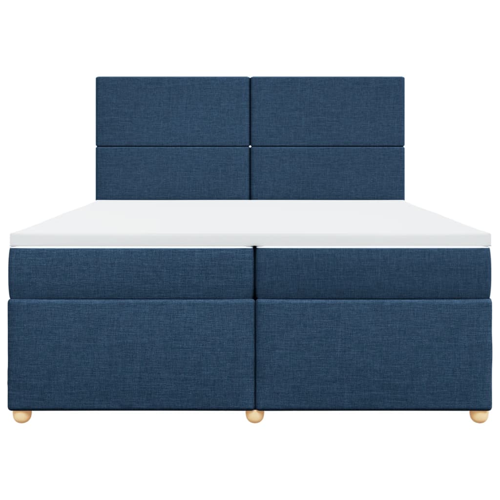 Κρεβάτι Boxspring με Στρώμα Μπλε 200x200 εκ. Υφασμάτινο - Pakobazaar