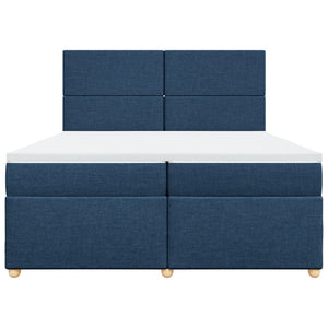 Κρεβάτι Boxspring με Στρώμα Μπλε 200x200 εκ. Υφασμάτινο - Pakobazaar