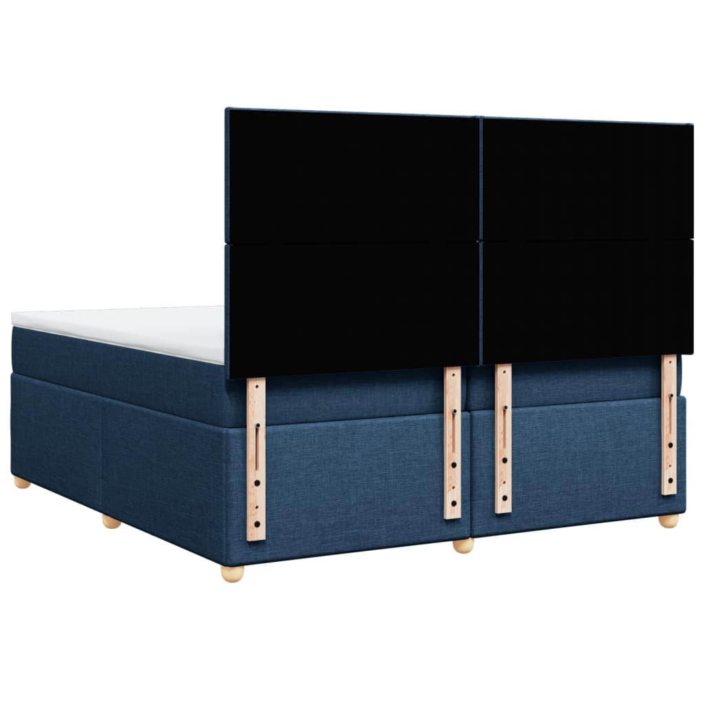 Κρεβάτι Boxspring με Στρώμα Μπλε 200x200 εκ. Υφασμάτινο - Pakobazaar
