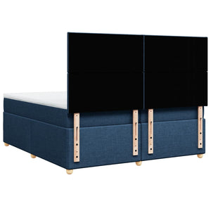Κρεβάτι Boxspring με Στρώμα Μπλε 200x200 εκ. Υφασμάτινο - Pakobazaar