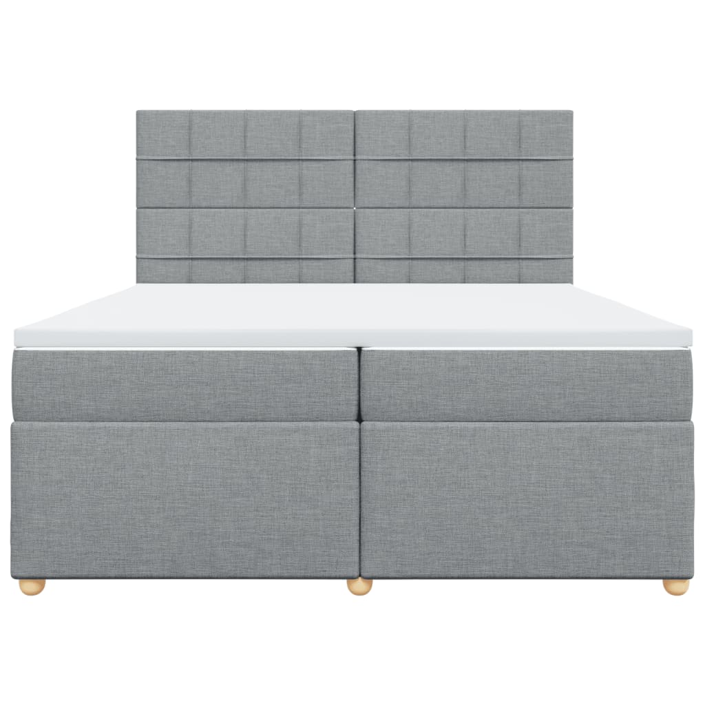 Κρεβάτι Boxspring με Στρώμα Ανοιχτό Γκρι 200x200 εκ. Υφασμάτινο