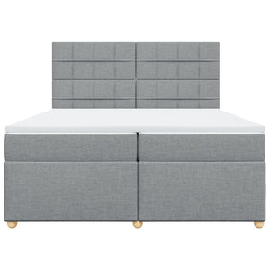 Κρεβάτι Boxspring με Στρώμα Ανοιχτό Γκρι 200x200 εκ. Υφασμάτινο