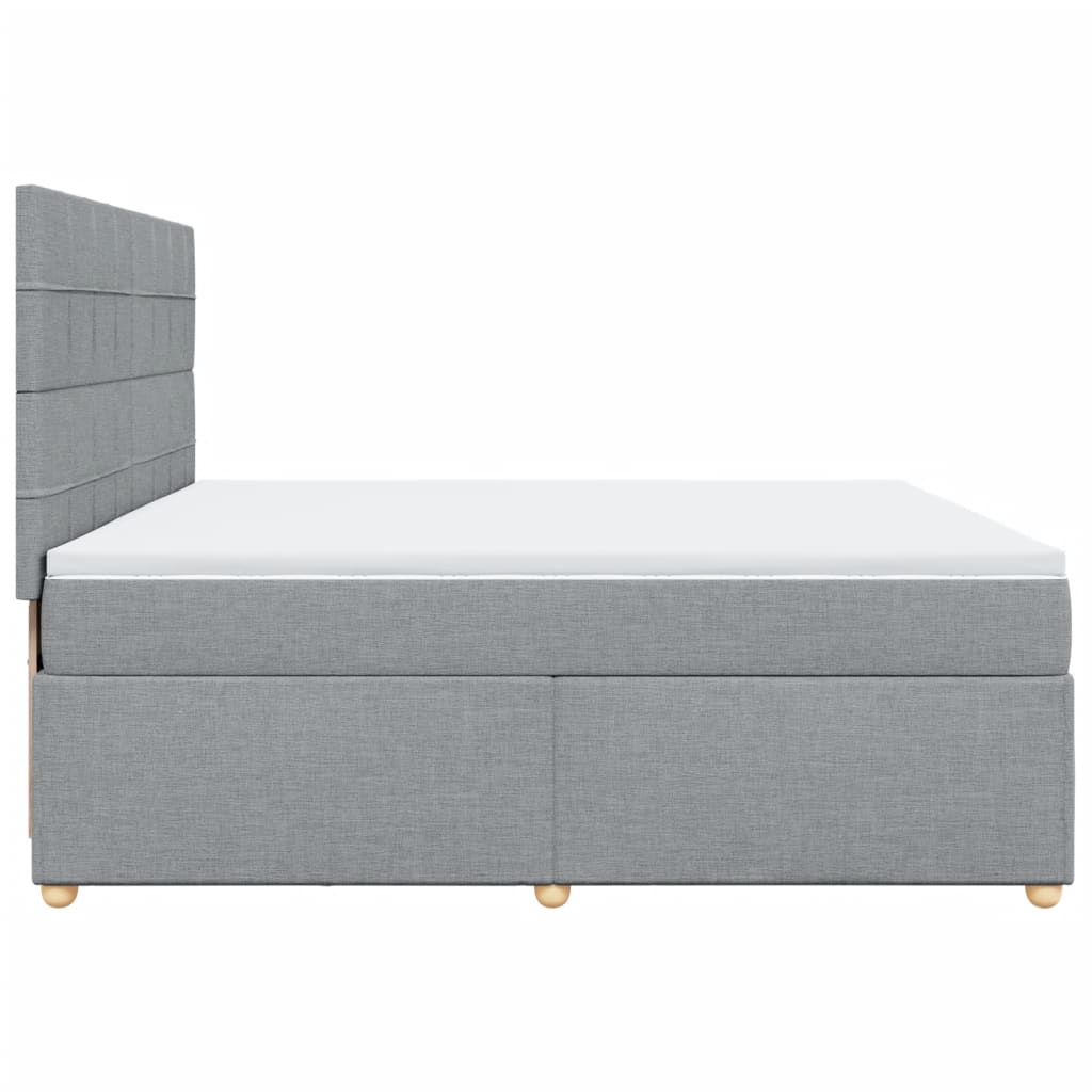 Κρεβάτι Boxspring με Στρώμα Ανοιχτό Γκρι 200x200 εκ. Υφασμάτινο