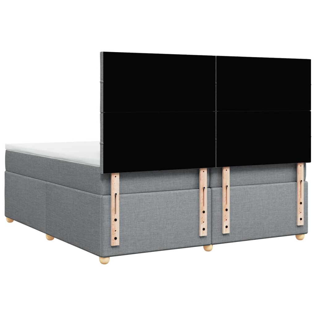 Κρεβάτι Boxspring με Στρώμα Ανοιχτό Γκρι 200x200 εκ. Υφασμάτινο