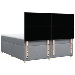 Κρεβάτι Boxspring με Στρώμα Ανοιχτό Γκρι 200x200 εκ. Υφασμάτινο