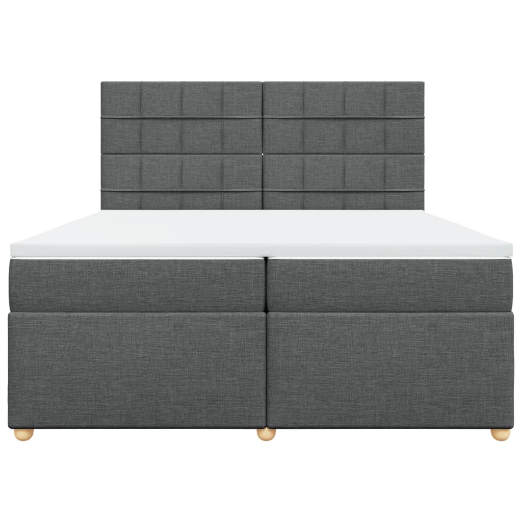 Κρεβάτι Boxspring με Στρώμα Σκούρο Γκρι 200x200 εκ. Υφασμάτινο - Pakobazaar