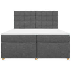 Κρεβάτι Boxspring με Στρώμα Σκούρο Γκρι 200x200 εκ. Υφασμάτινο - Pakobazaar