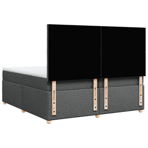 Κρεβάτι Boxspring με Στρώμα Σκούρο Γκρι 200x200 εκ. Υφασμάτινο - Pakobazaar