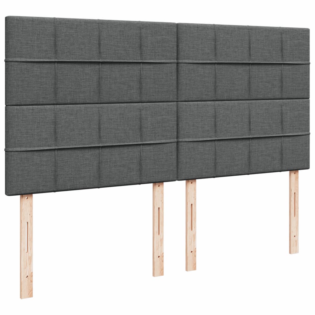 Κρεβάτι Boxspring με Στρώμα Σκούρο Γκρι 200x200 εκ. Υφασμάτινο - Pakobazaar