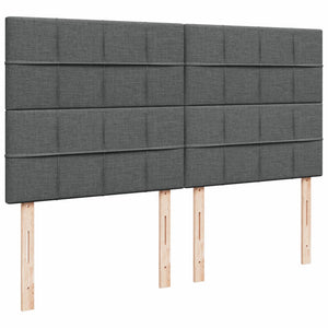 Κρεβάτι Boxspring με Στρώμα Σκούρο Γκρι 200x200 εκ. Υφασμάτινο - Pakobazaar