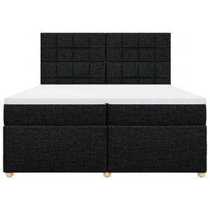 Κρεβάτι Boxspring με Στρώμα Μαύρο 200x200 εκ. Υφασμάτινο - Pakobazaar