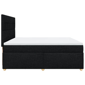 Κρεβάτι Boxspring με Στρώμα Μαύρο 200x200 εκ. Υφασμάτινο - Pakobazaar