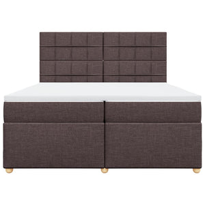 Κρεβάτι Boxspring με Στρώμα Σκούρο Καφέ 200x200 εκ. Υφασμάτινο - Pakobazaar
