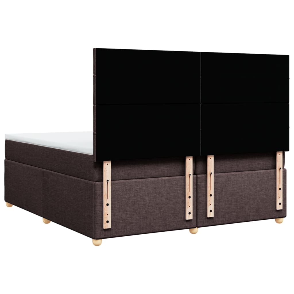 Κρεβάτι Boxspring με Στρώμα Σκούρο Καφέ 200x200 εκ. Υφασμάτινο - Pakobazaar