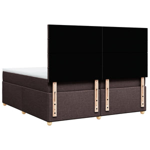 Κρεβάτι Boxspring με Στρώμα Σκούρο Καφέ 200x200 εκ. Υφασμάτινο - Pakobazaar