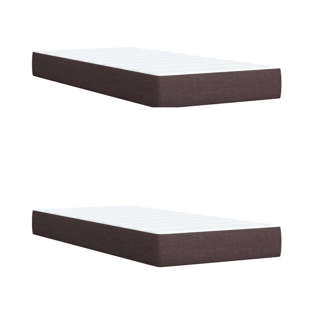 Κρεβάτι Boxspring με Στρώμα Σκούρο Καφέ 200x200 εκ. Υφασμάτινο - Pakobazaar