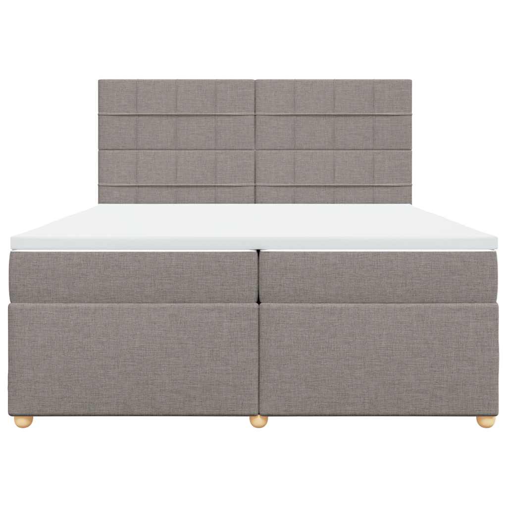 Κρεβάτι Boxspring με Στρώμα Taupe 200x200 εκ. Υφασμάτινο - Pakobazaar