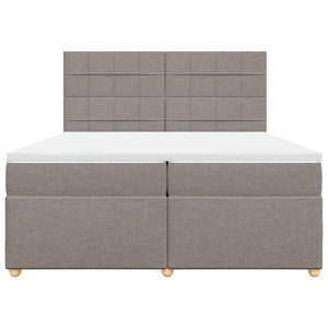 Κρεβάτι Boxspring με Στρώμα Taupe 200x200 εκ. Υφασμάτινο - Pakobazaar