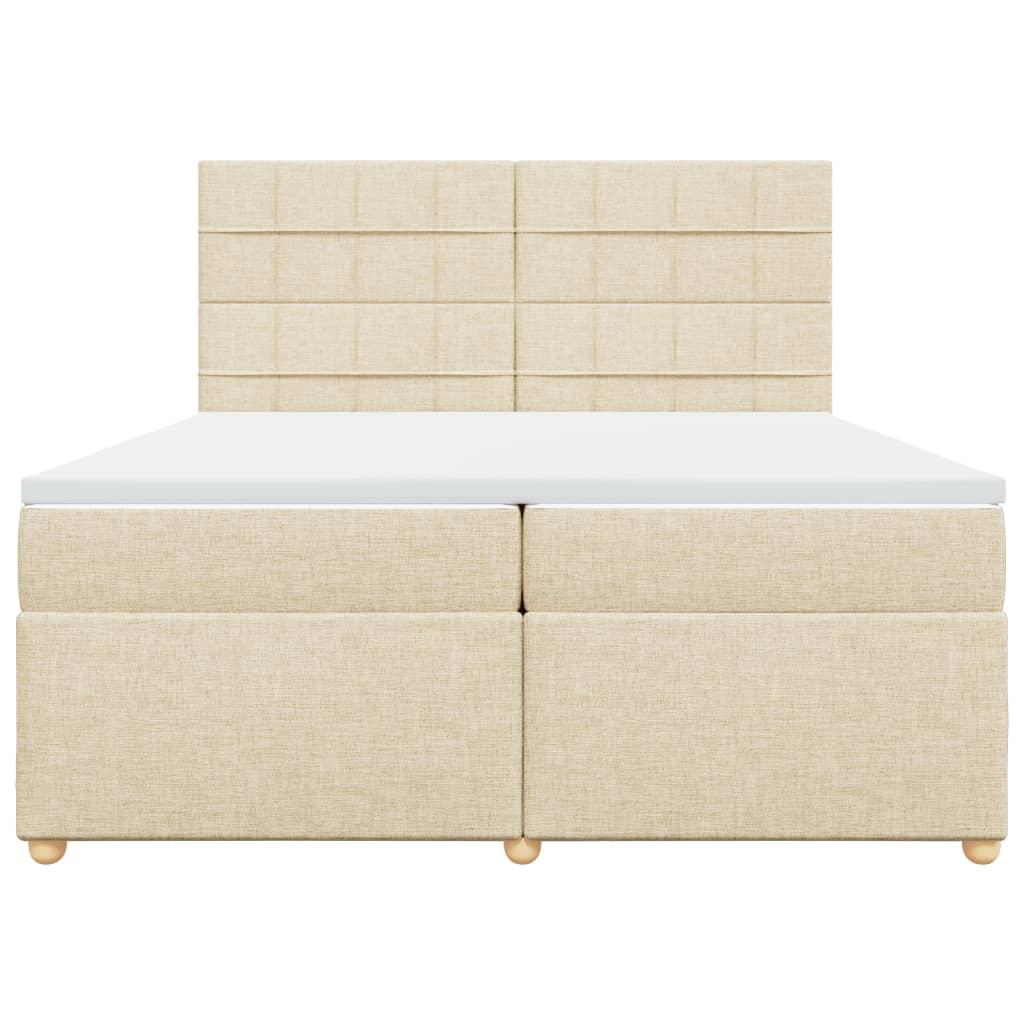 Κρεβάτι Boxspring με Στρώμα Κρεμ 200x200 εκ. Υφασμάτινο