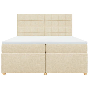 Κρεβάτι Boxspring με Στρώμα Κρεμ 200x200 εκ. Υφασμάτινο