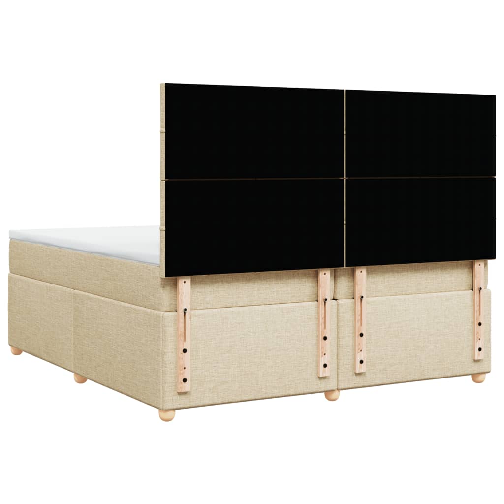 Κρεβάτι Boxspring με Στρώμα Κρεμ 200x200 εκ. Υφασμάτινο