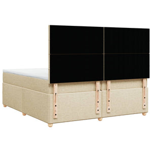 Κρεβάτι Boxspring με Στρώμα Κρεμ 200x200 εκ. Υφασμάτινο