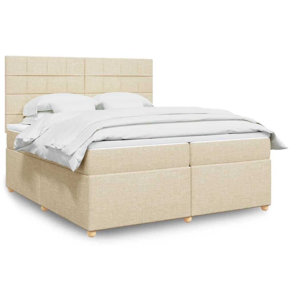 Κρεβάτι Boxspring με Στρώμα Κρεμ 200x200 εκ. Υφασμάτινο