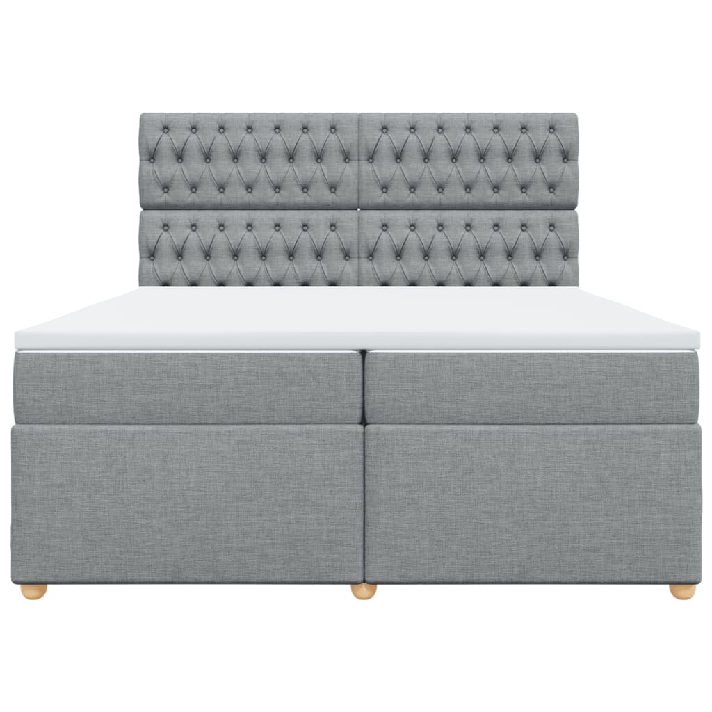 Κρεβάτι Boxspring με Στρώμα Ανοιχτό Γκρι 200x200 εκ. Υφασμάτινο - Pakobazaar