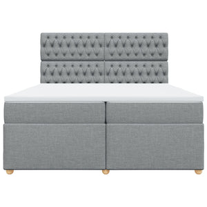 Κρεβάτι Boxspring με Στρώμα Ανοιχτό Γκρι 200x200 εκ. Υφασμάτινο - Pakobazaar