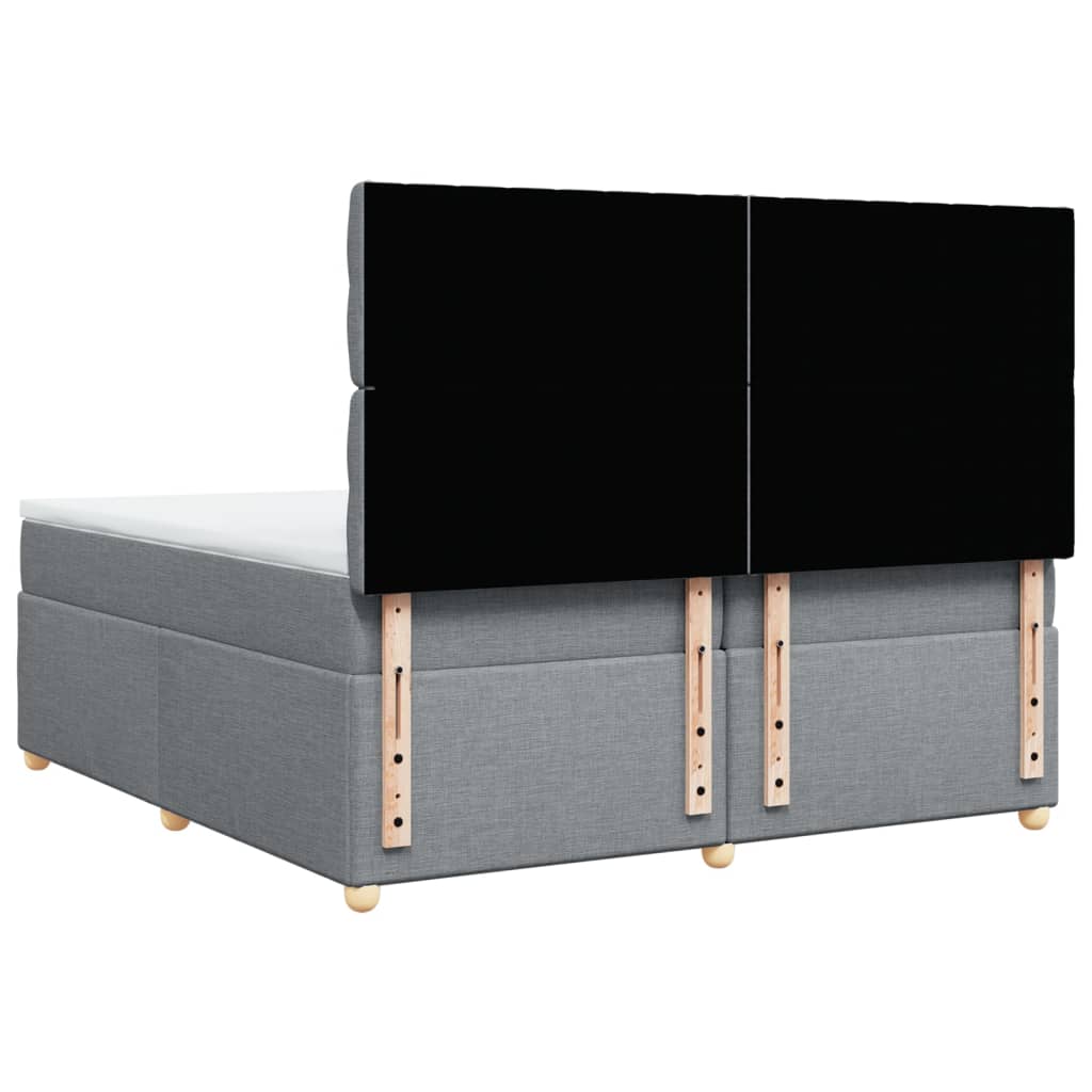 Κρεβάτι Boxspring με Στρώμα Ανοιχτό Γκρι 200x200 εκ. Υφασμάτινο - Pakobazaar