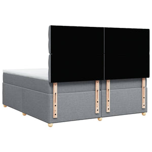 Κρεβάτι Boxspring με Στρώμα Ανοιχτό Γκρι 200x200 εκ. Υφασμάτινο - Pakobazaar