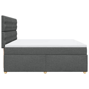 Κρεβάτι Boxspring με Στρώμα Σκούρο Γκρι 200x200 εκ. Υφασμάτινο - Pakobazaar
